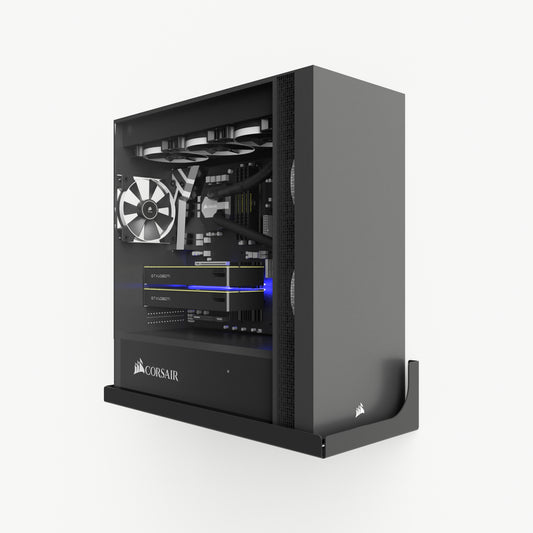 Metal wall mounted PC shelf for gaming setup