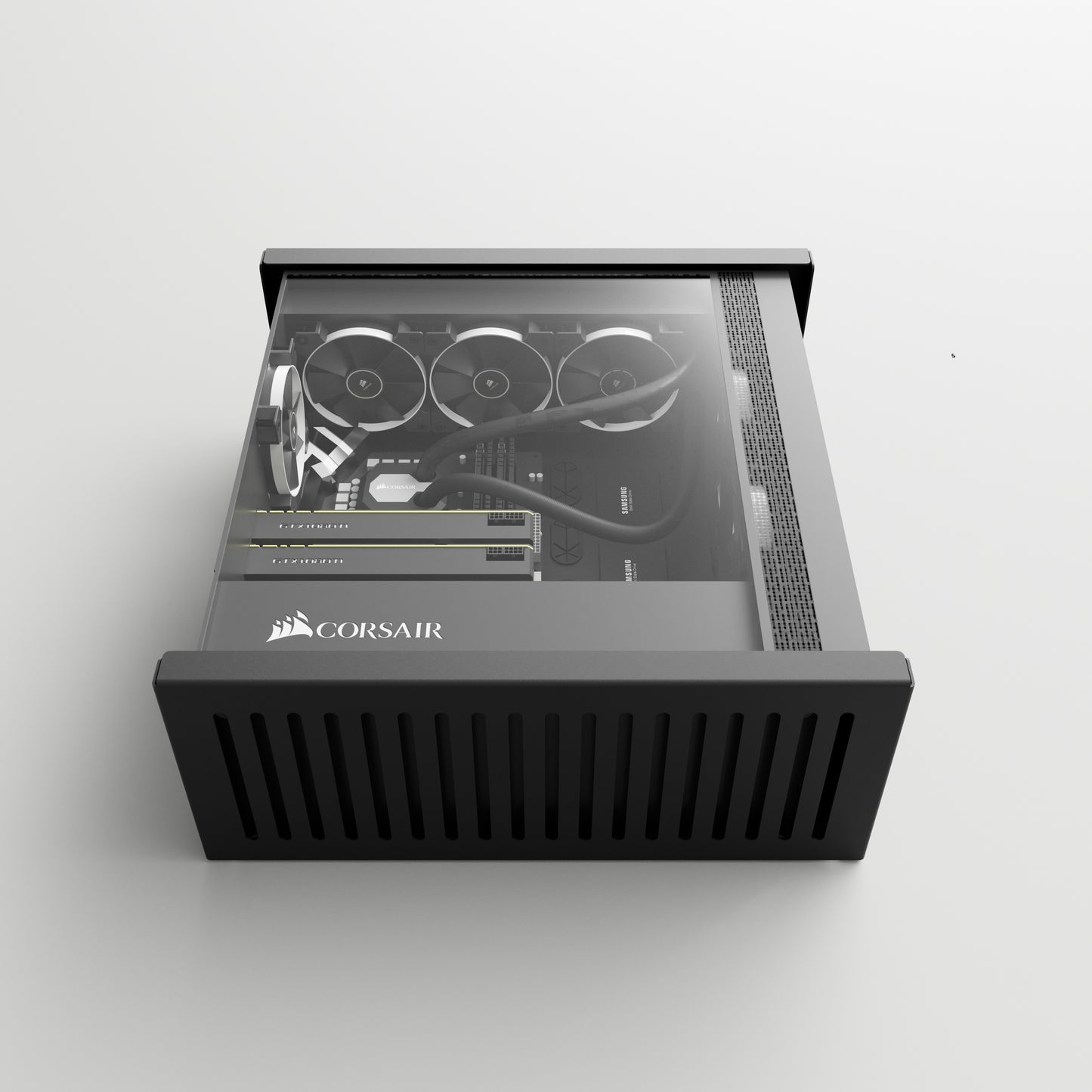 Gaming PC wall shelf in matte black finish
