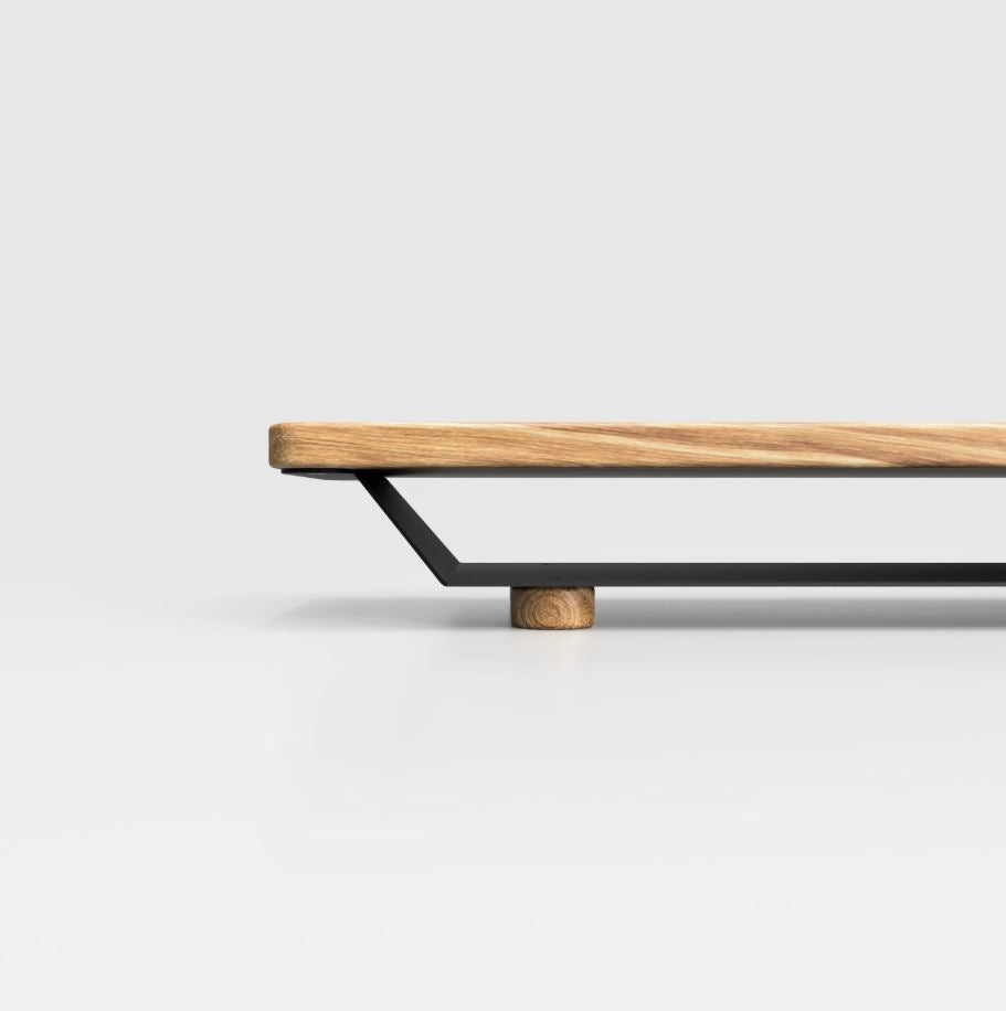 Solid Oak Monitor Stand - Black & White