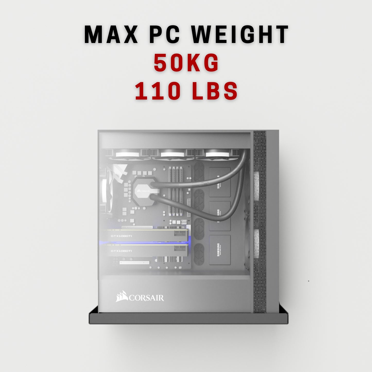 Metal Wall Mount PC Shelf - Black
