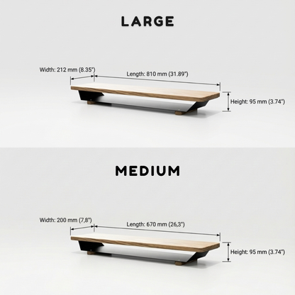 Solid Oak Monitor Stand - Black & White