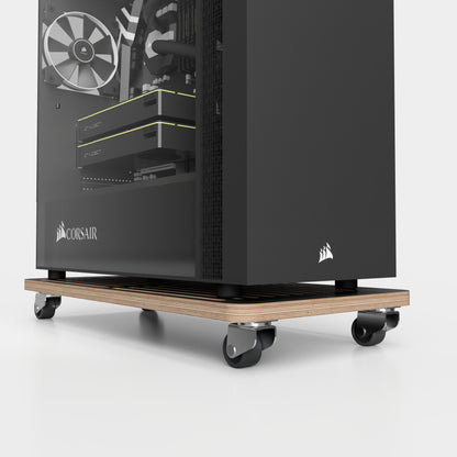 Plywood PC Stand with Wheels - Black
