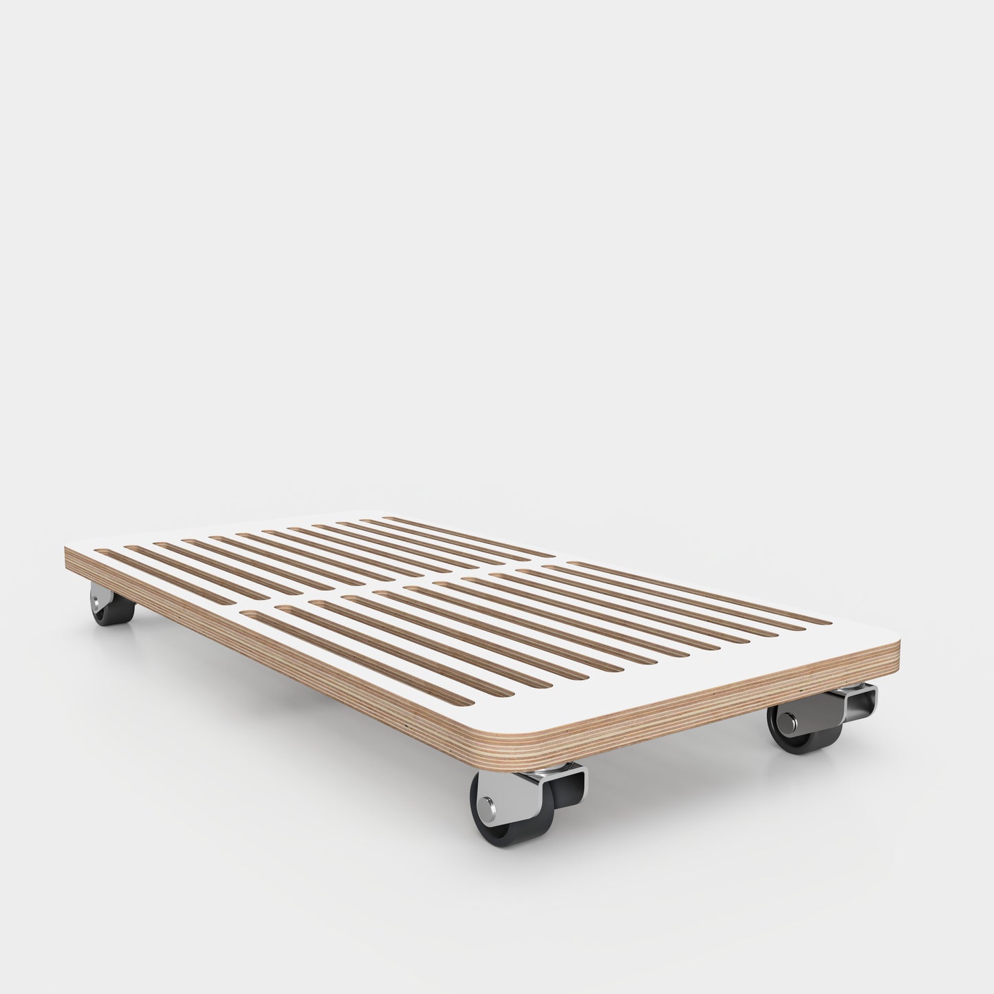 Plywood PC Stand with Wheels - White